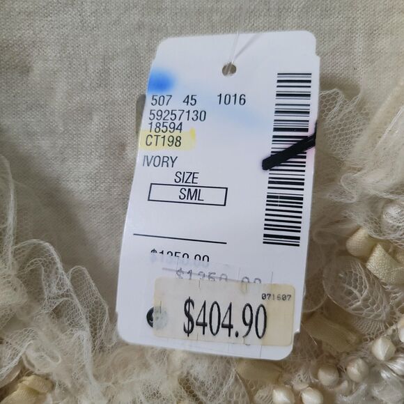 Vintage Naeem Khan Embellished Neckline Cream Cashmere Sweater Small $1350 - Picture 5 of 8